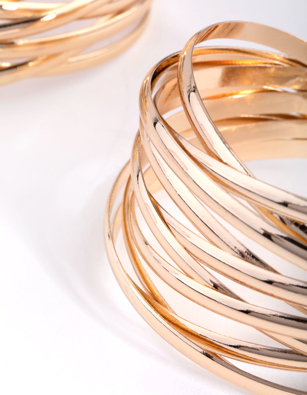 Stylish Gold Double Cuff Crossover Bracelet Set