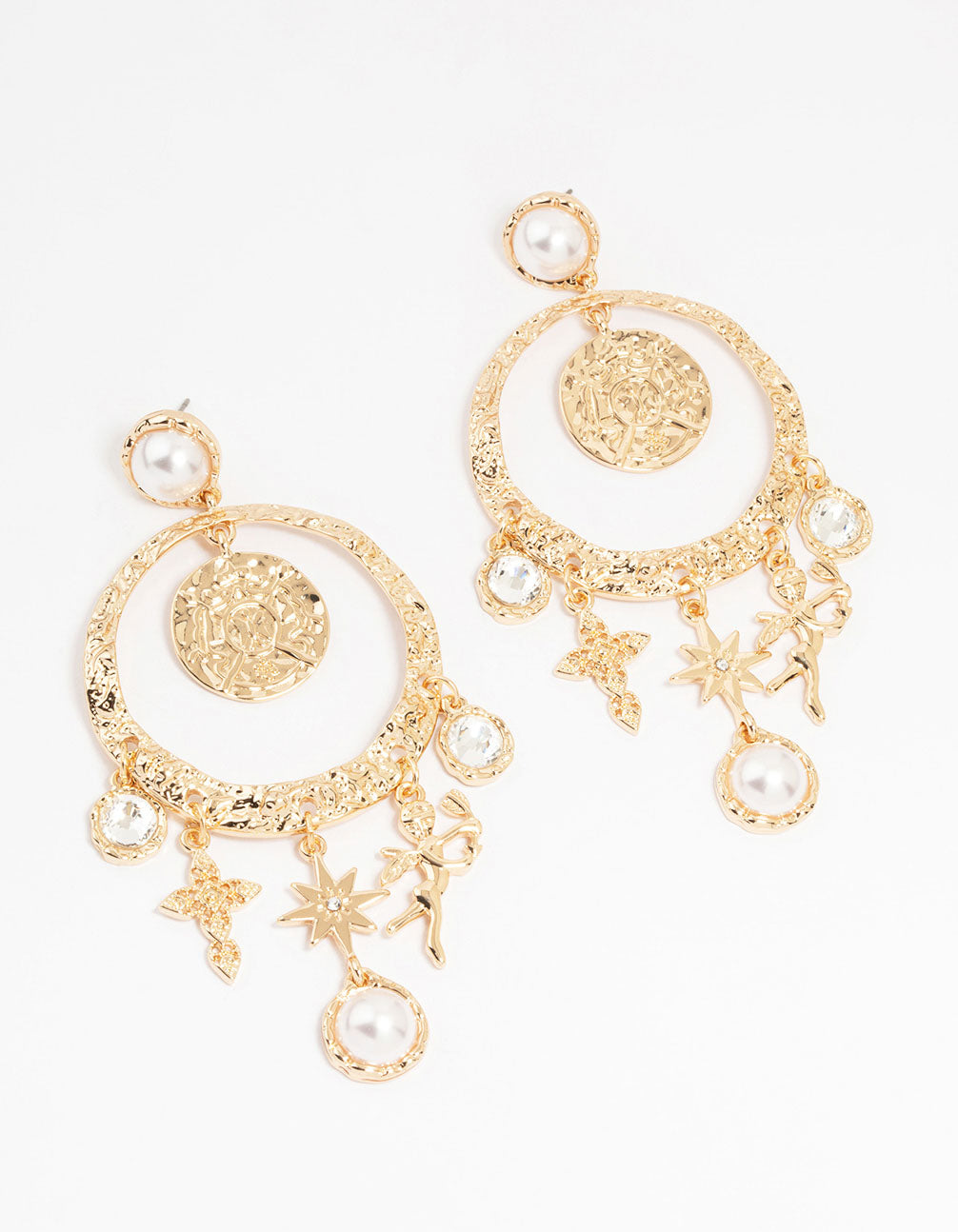 Exquisite Gold-plated Celestial Pearl Charm Hanging Drop Earrings for Women