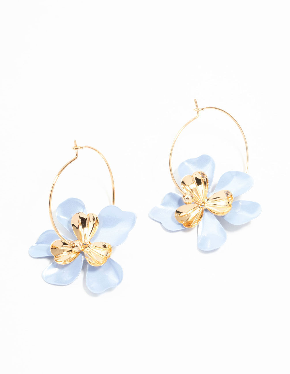 Stylish Blue Pearl - Like Floral Design Hoop Earrings for Fashion Upgrades