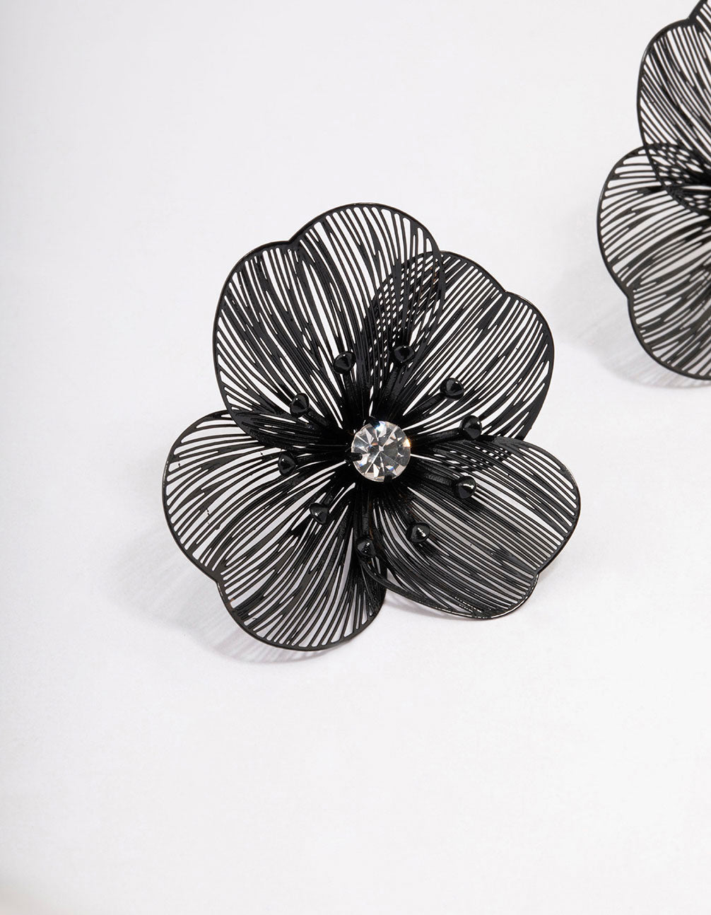Stylish Black Diamond - Inspired Flower Stud Drop Earrings