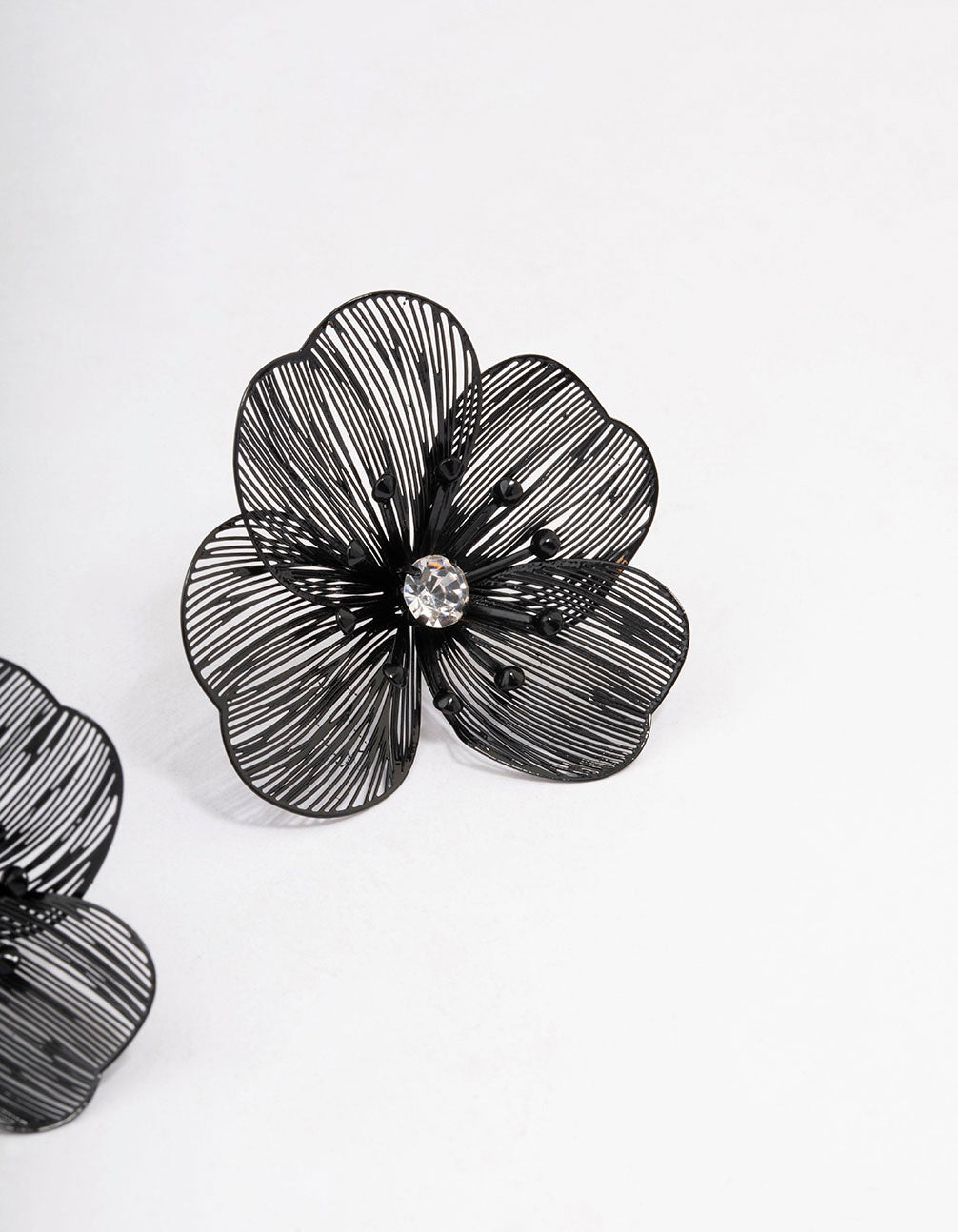 Stylish Black Diamond - Inspired Flower Stud Drop Earrings