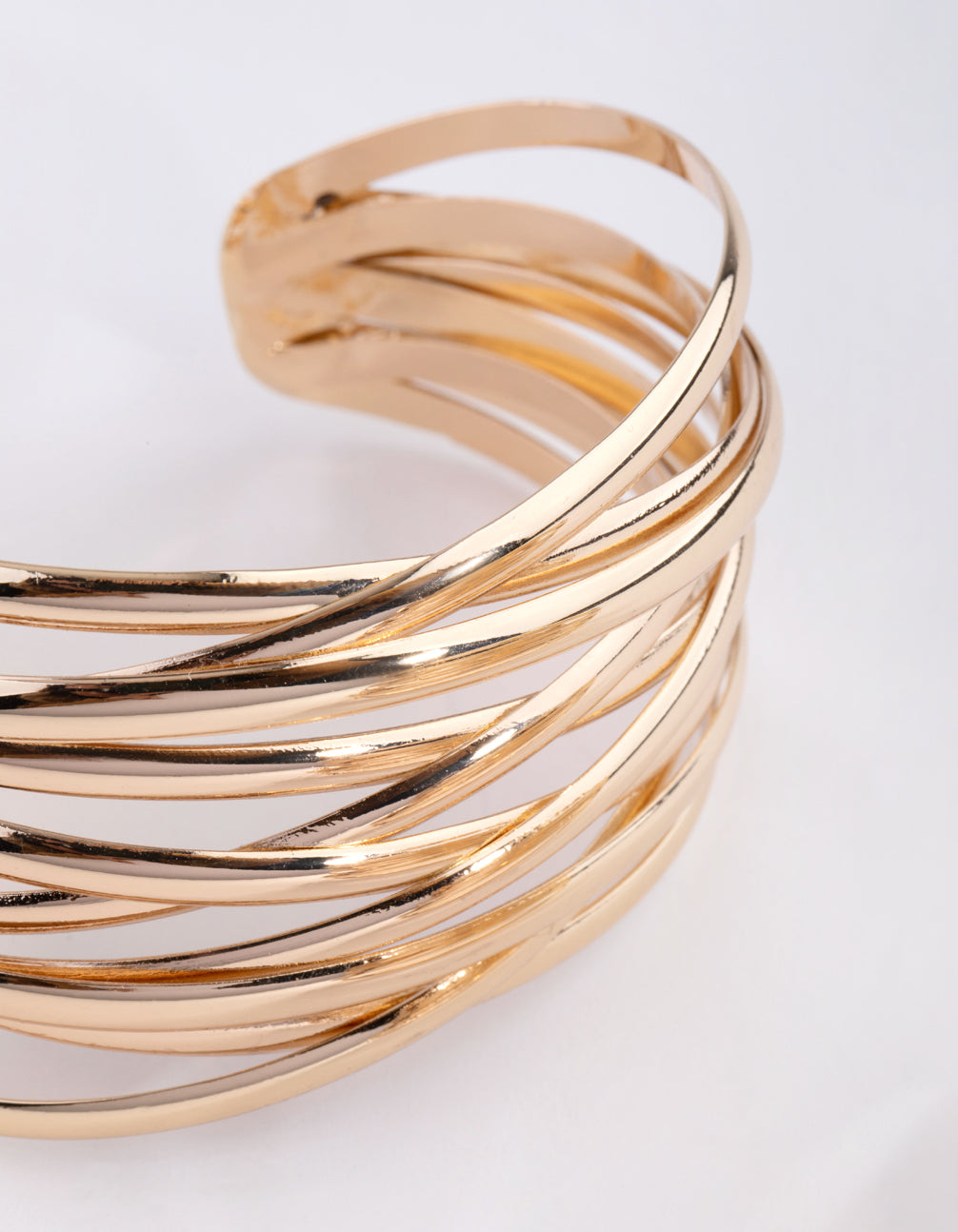 Stylish Gold Double Cuff Crossover Bracelet Set